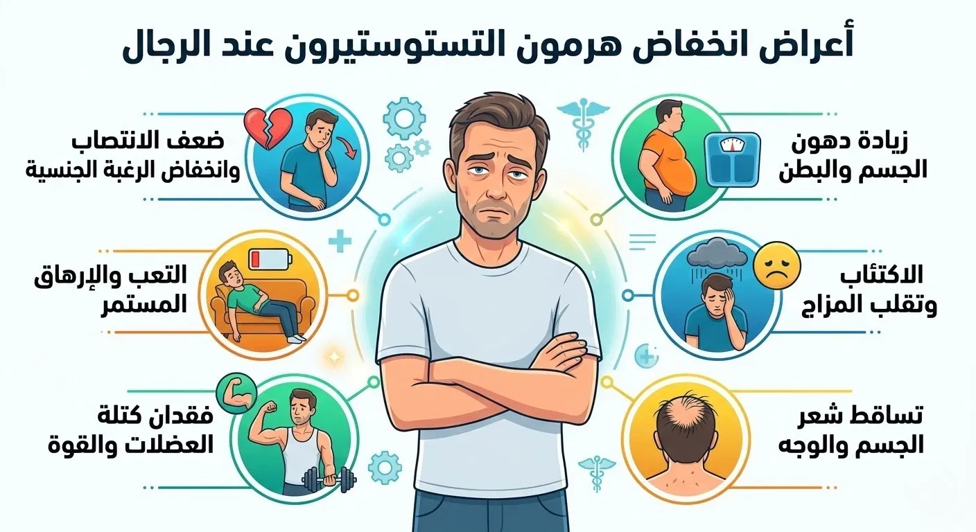 أعراض انخفاض هرمون التستوستيرون عند الرجال